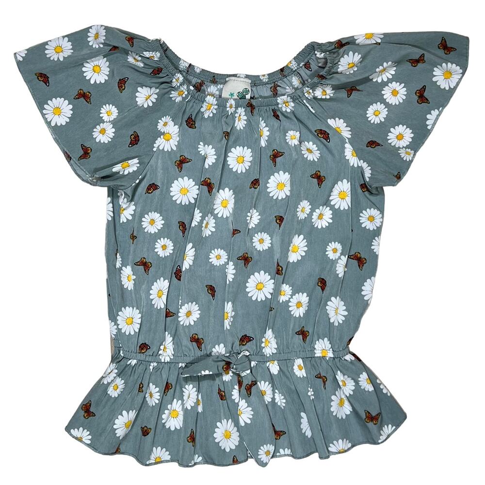 Lily Bleu Girls Floral Peplum Butterfly Blouse Size L/14